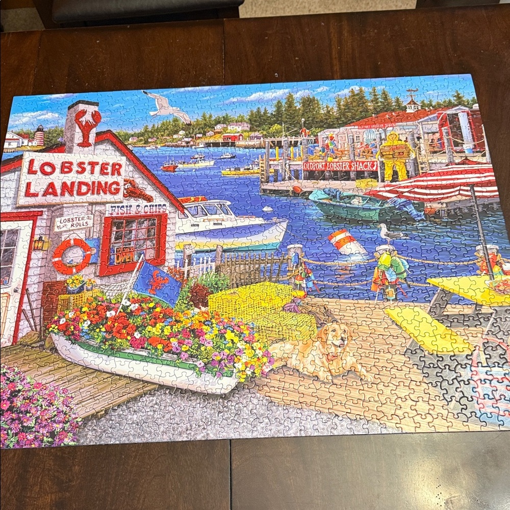 White Mountain Lobster Landing Puzzle. 1000 pieces. Complete with poster - Picture 3 of 7